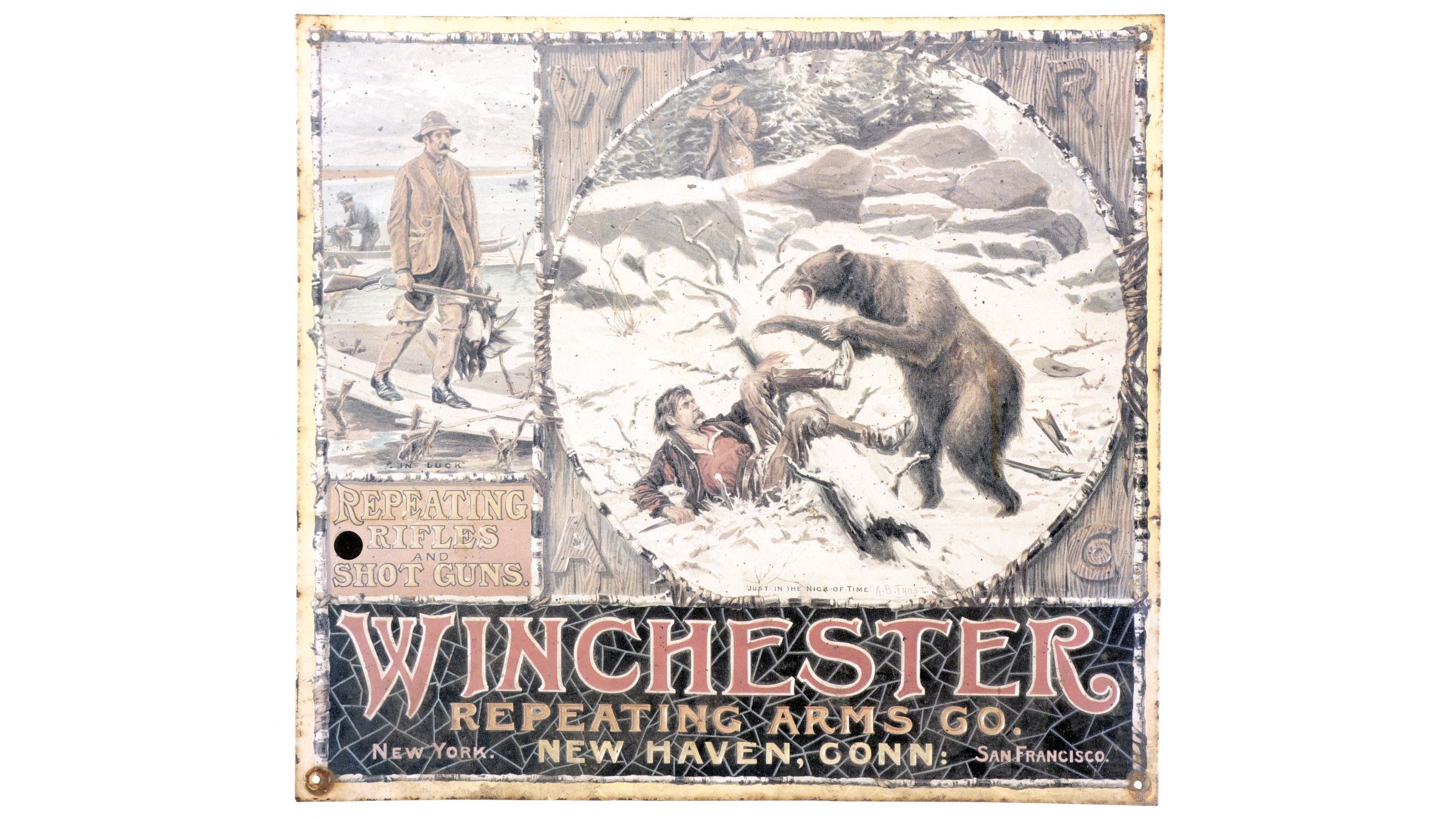 Winchester 'Just in the Nick of Time' Advertising Sign Rock Island