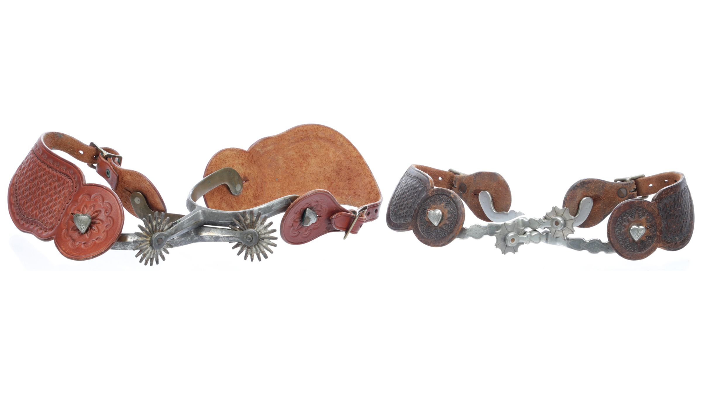 Two Pairs of Desirable August Buermann Spurs with Leather Straps Rock