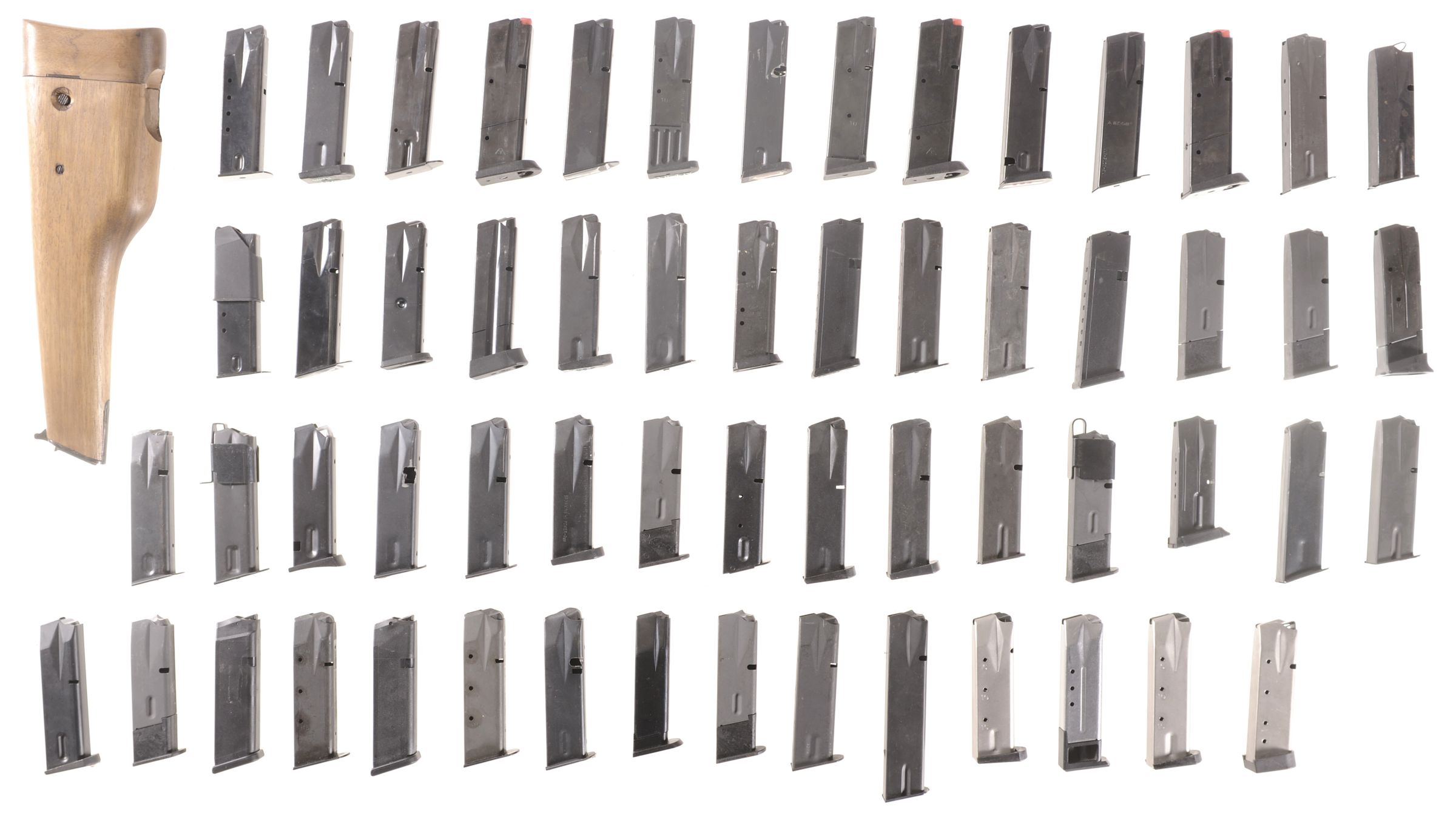 Grouping of Assorted Pistol Magazines and One Detachable Stock Rock