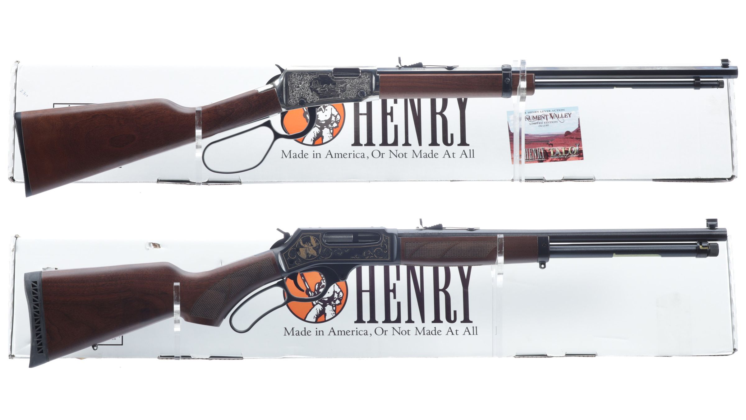 Two Henry Commemorative Lever Action Long Guns With Boxes | Rock Island ...