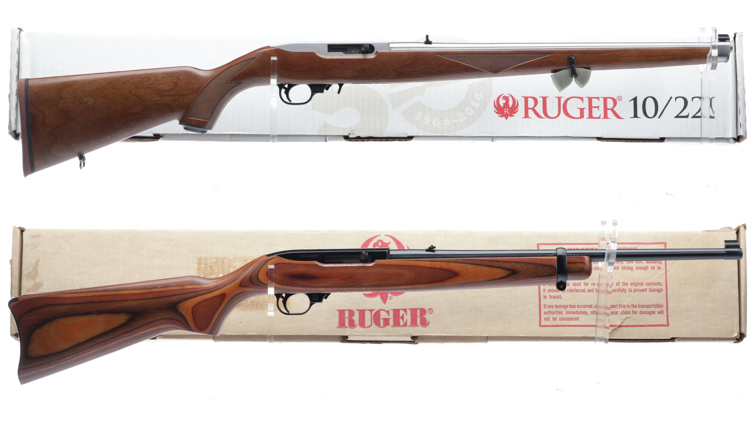 Two Ruger Model 10/22 SemiAutomatic Carbines with Boxes Rock Island