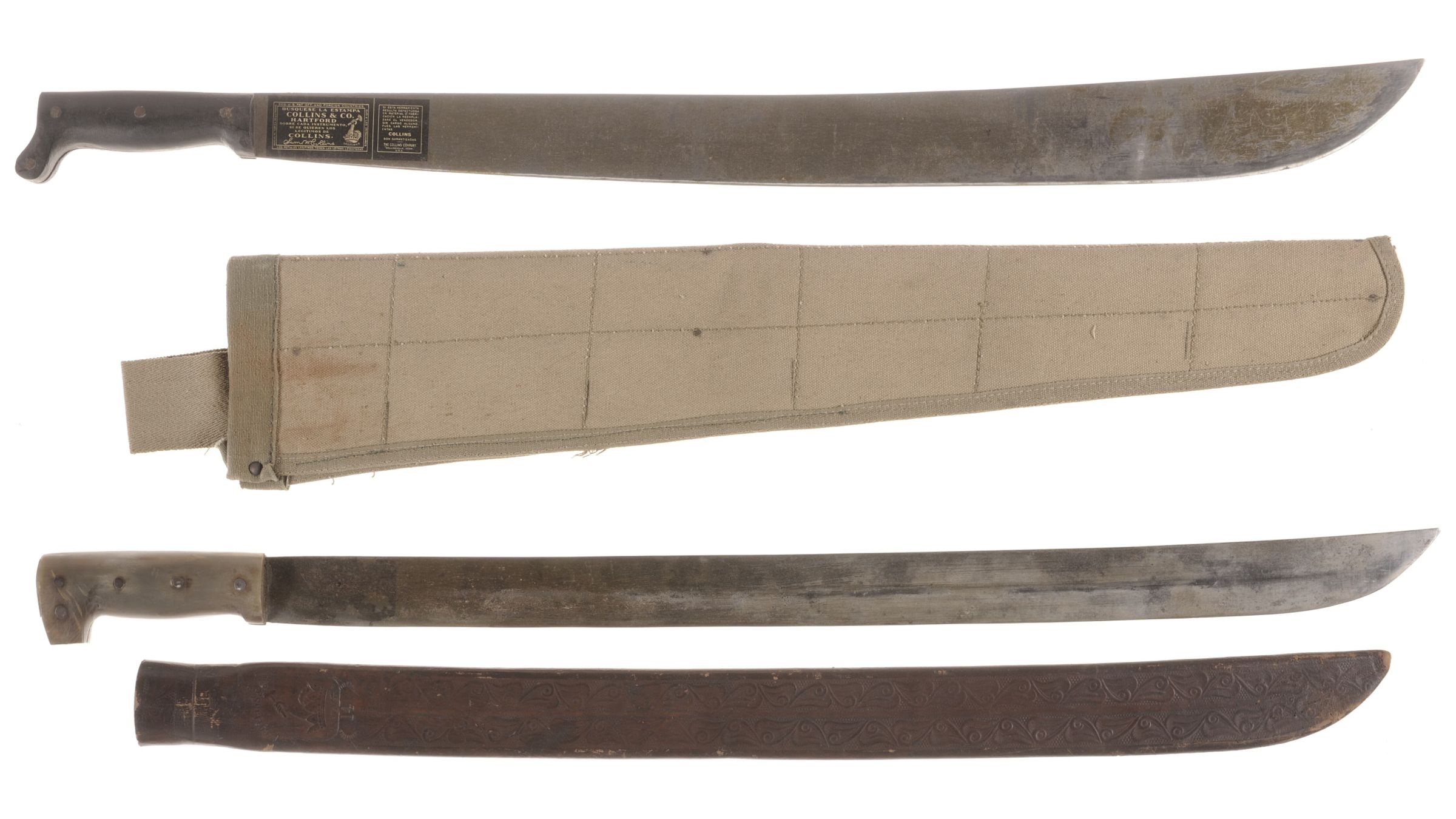 Two Legitimus Collins & Co. Machetes Rock Island Auction