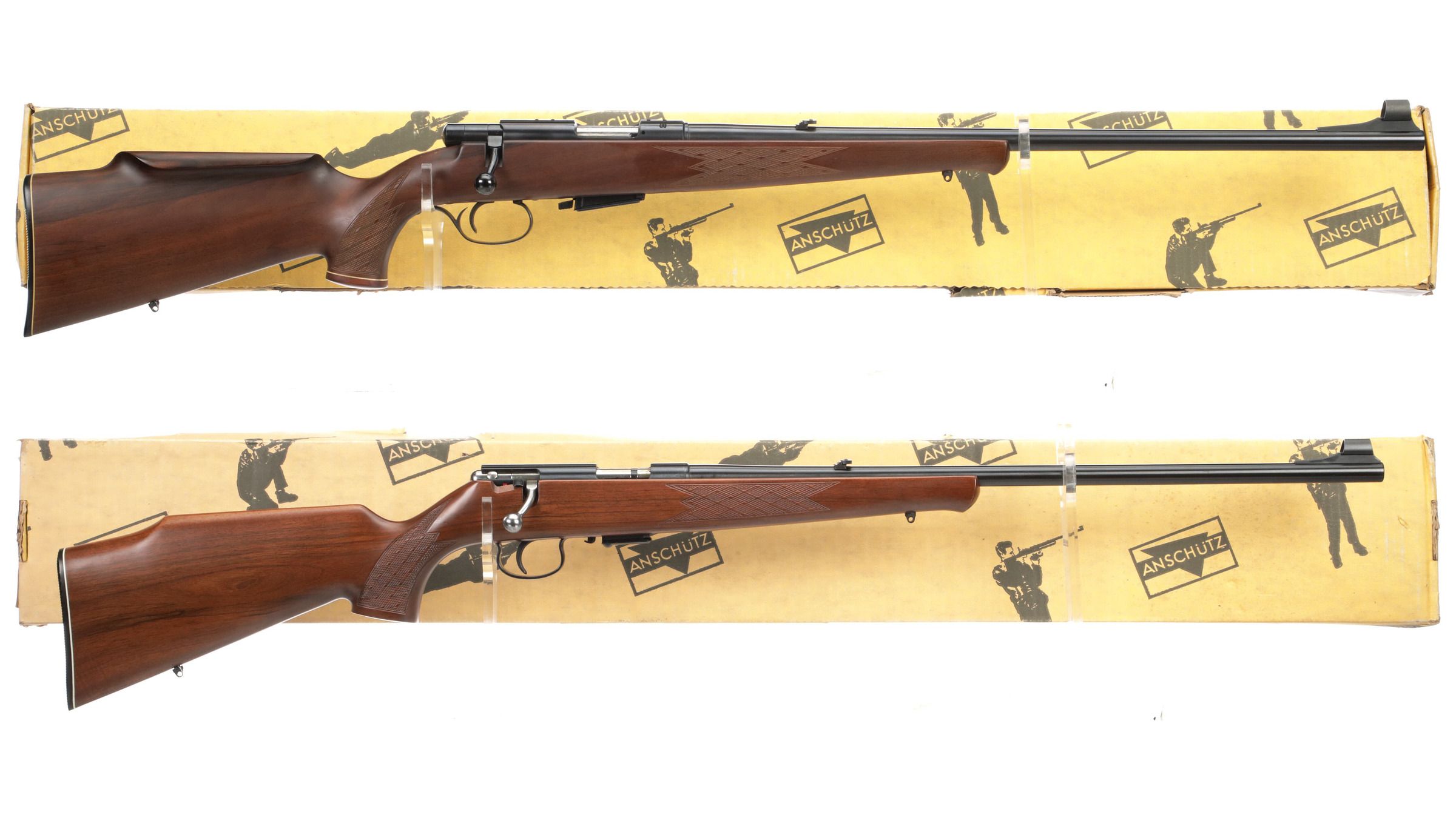 Two Anschutz Bolt Action Rifles with Boxes | Rock Island Auction