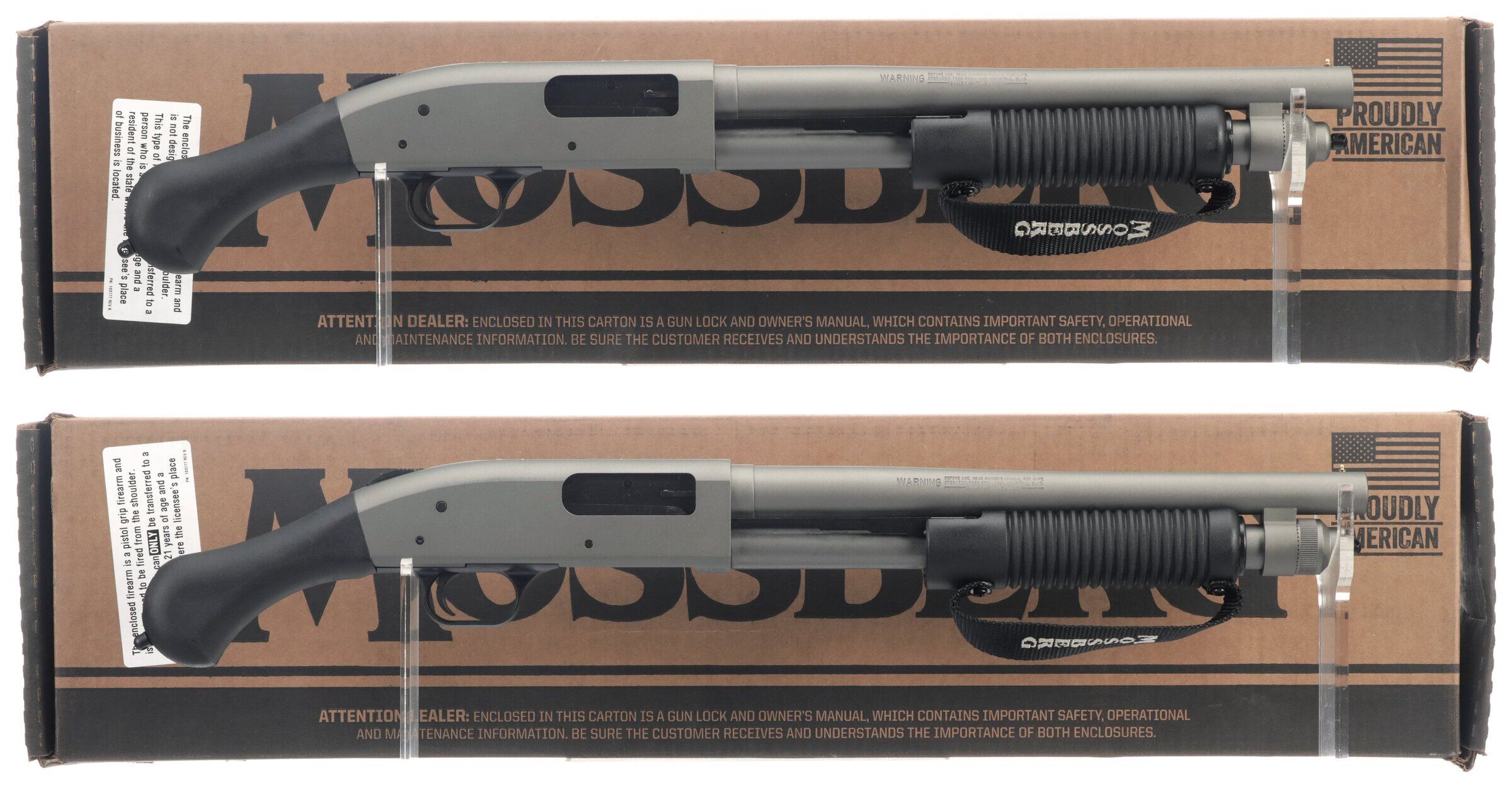 Two Mossberg Model 590 Shockwave Pistol Grip Firearms with Boxes Rock