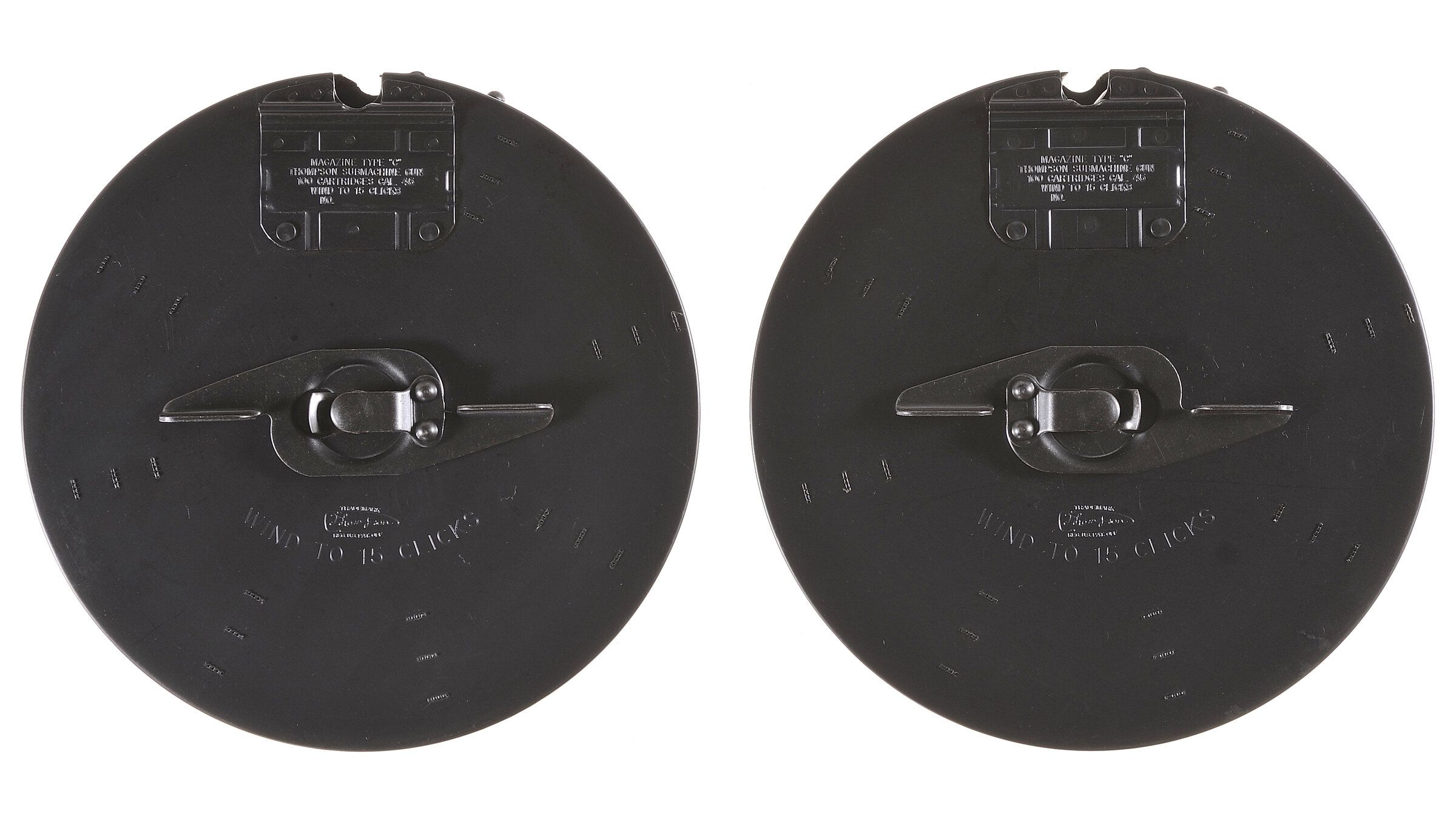 two-auto-ordnance-thompson-type-c-100-round-drum-magazines-rock