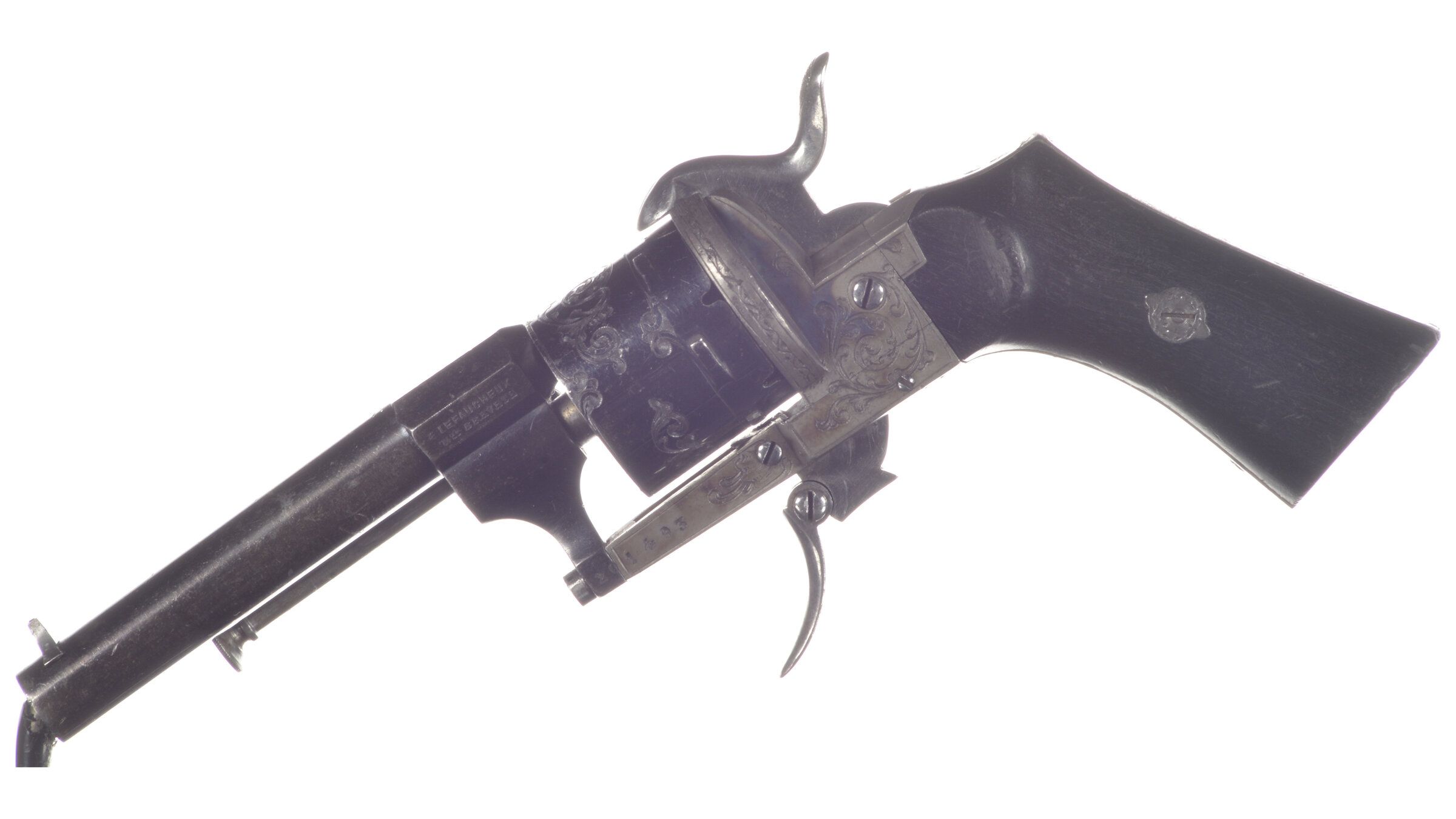 Engraved E Le Faucheux Folding Trigger Pinfire Pocket Revolver Rock Island Auction 5222