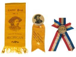 Grouping of Rare George Custer Related Ribbons/Badges