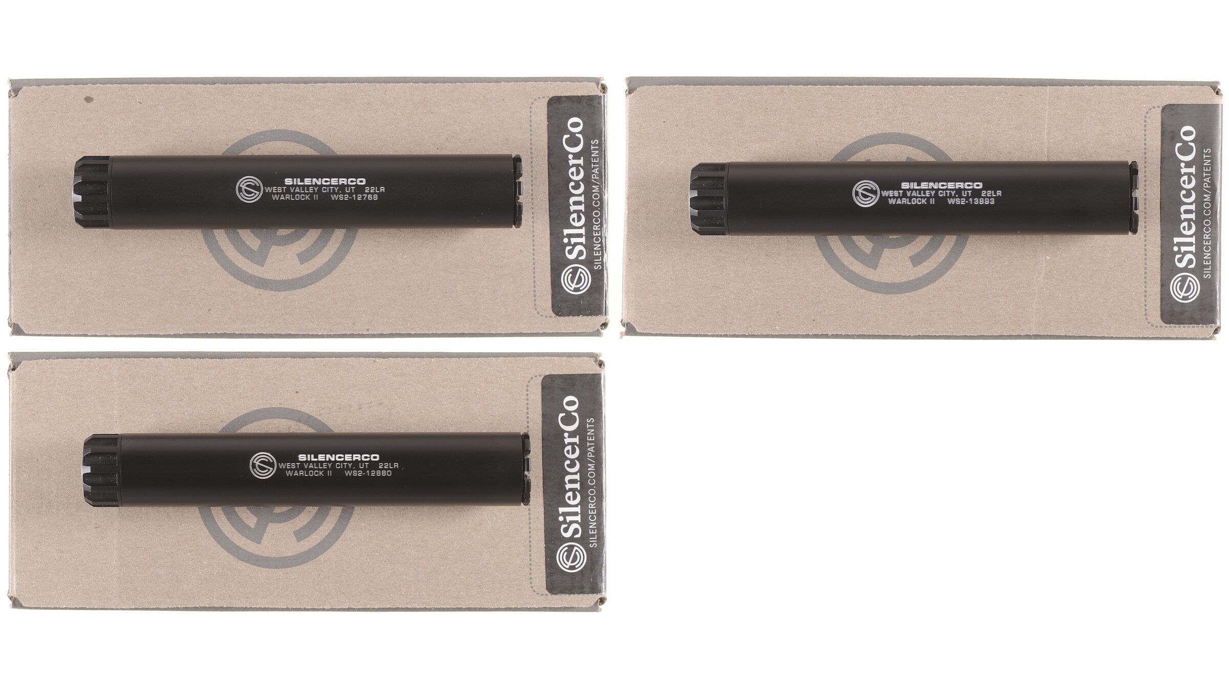 Three SilencerCo Warlock II .22 LR Class III/NFA Silencers Rock