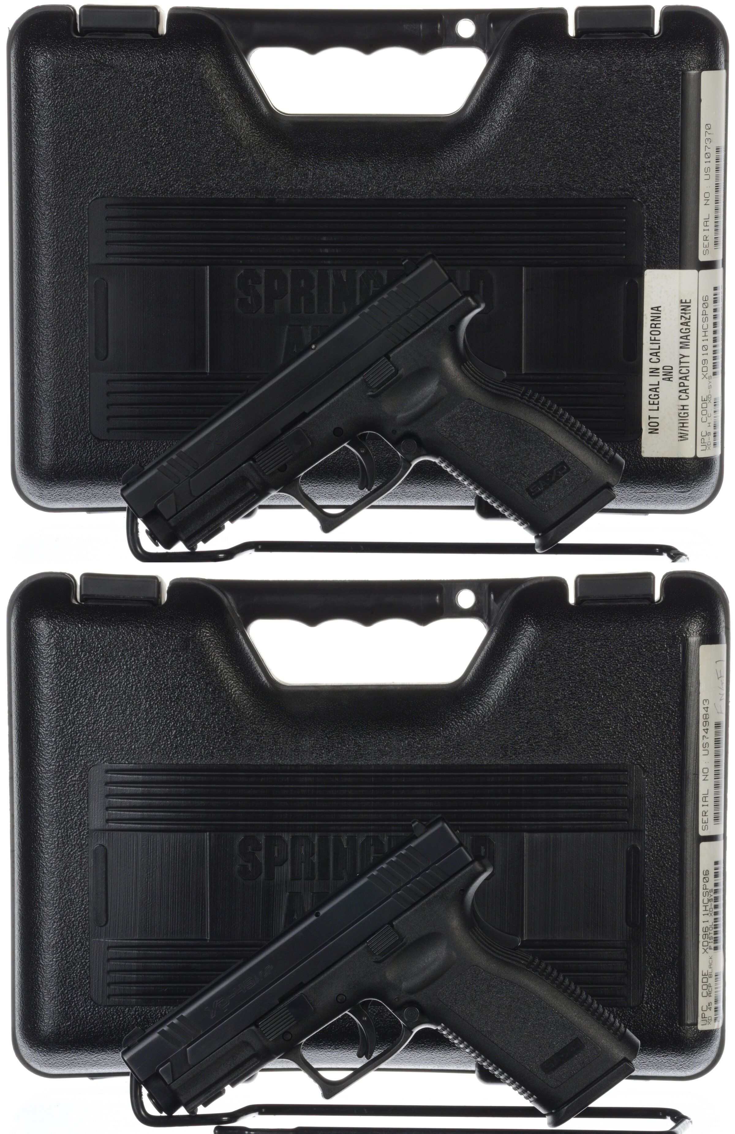 Two Springfield XD Series SemiAutomatic Pistols with Cases Rock