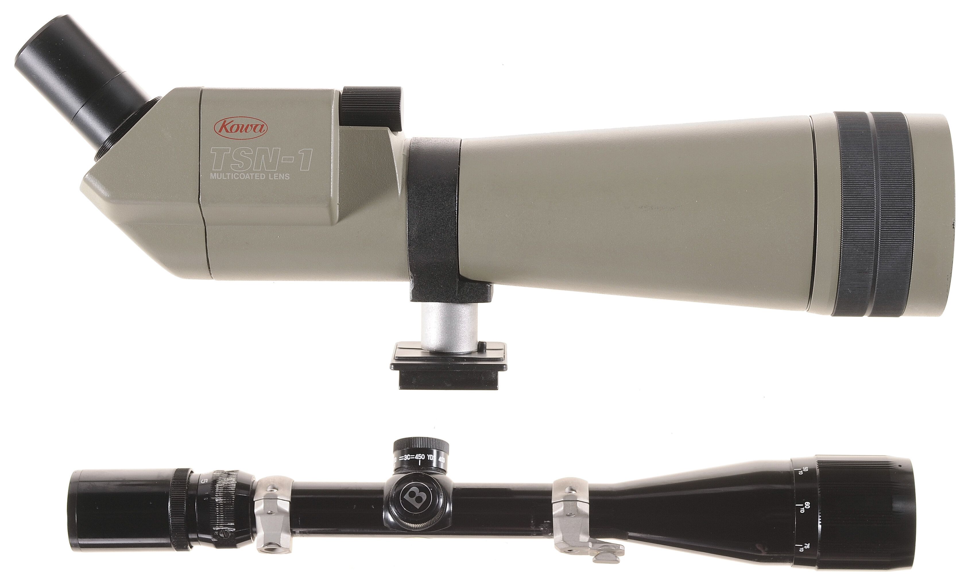 Kowa TSN1 Spotting Scope and Bushnell Rifle Scope with Case Rock