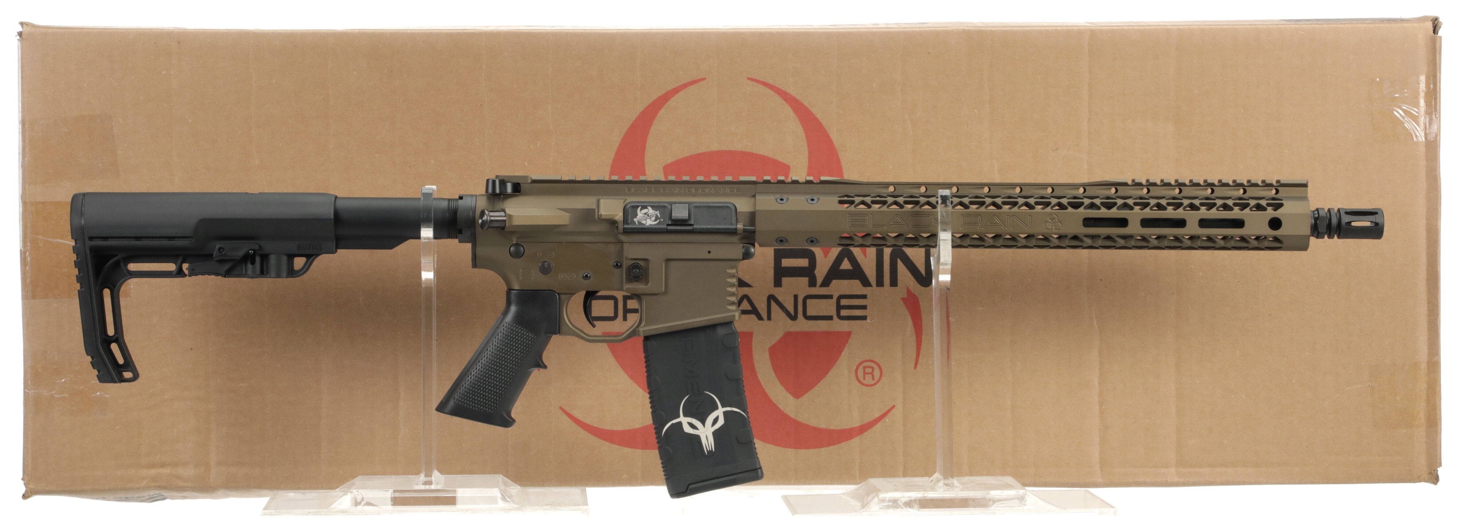 Black rain fallout 15 semi automatic rifle with box rock island auction