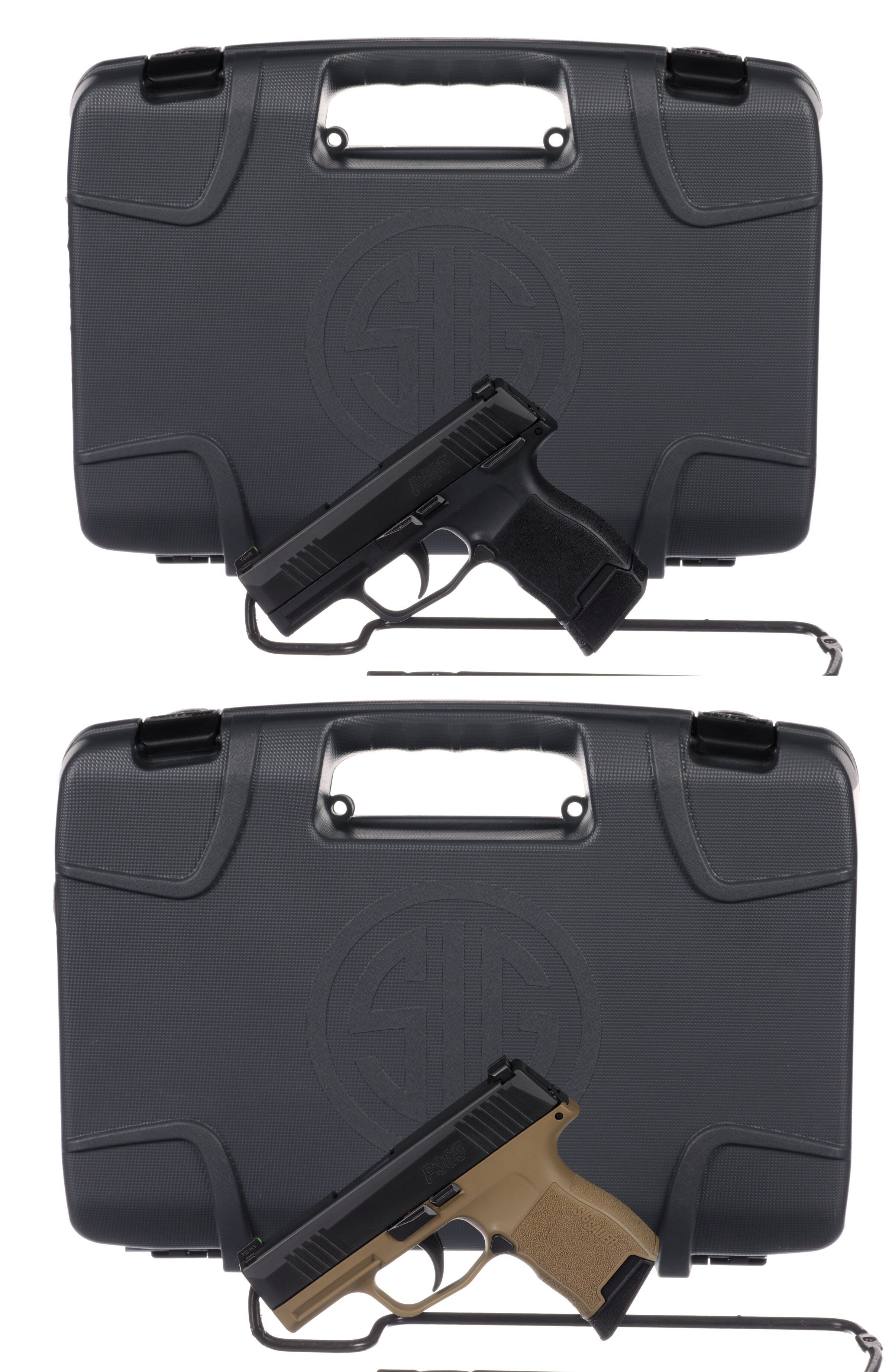 Two Sig Sauer Model P365 SemiAutomatic Pistols with Cases Rock