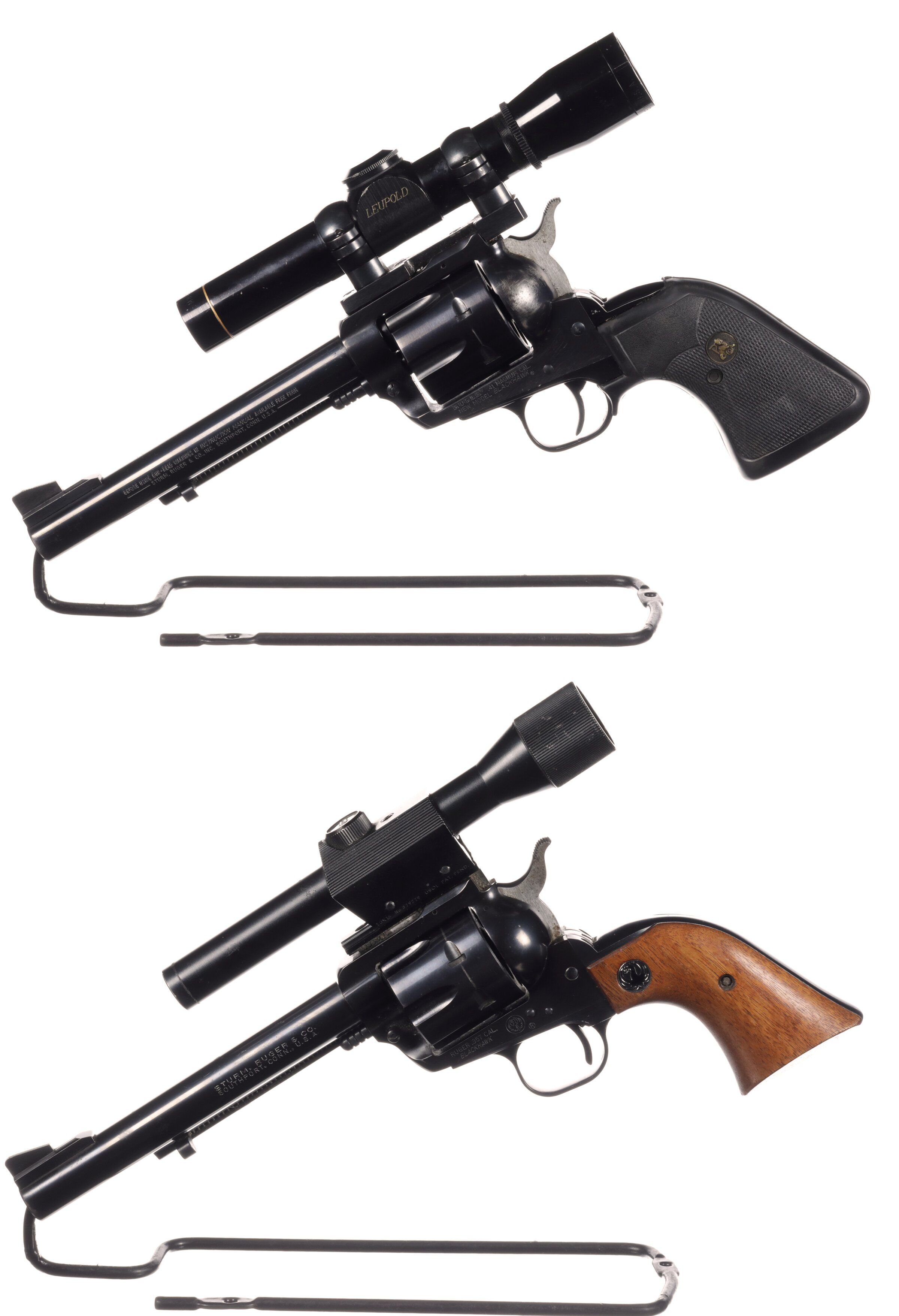 Two Ruger Blackhawk Single Action Revolvers with Scopes Rock Island