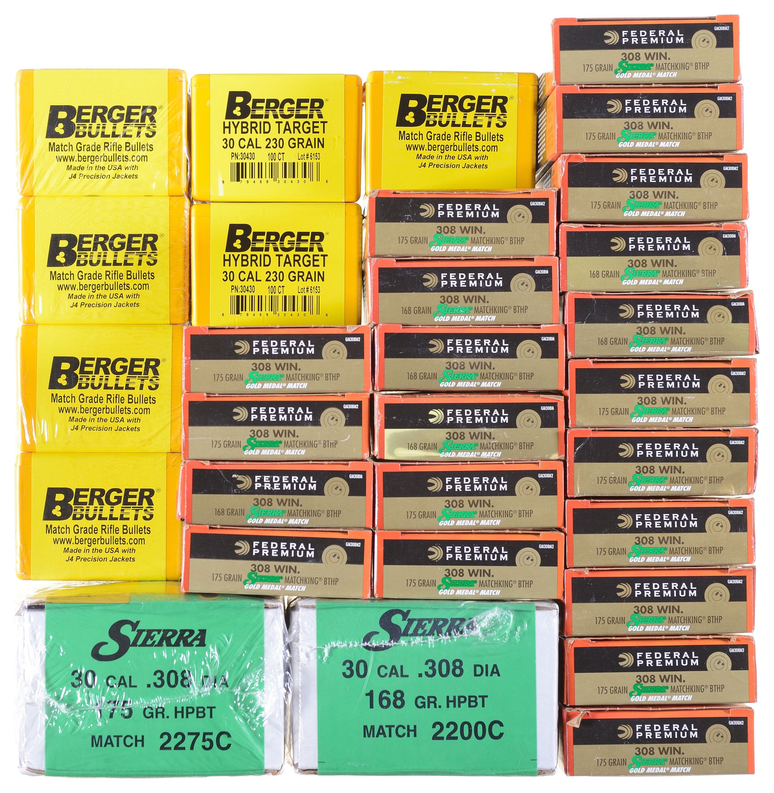 Grouping Of 308 Caliber Ammunition And Reloading Bullets Rock Island Grouping Of 308 Caliber Ammunition And Reloading Bullets Rock Island