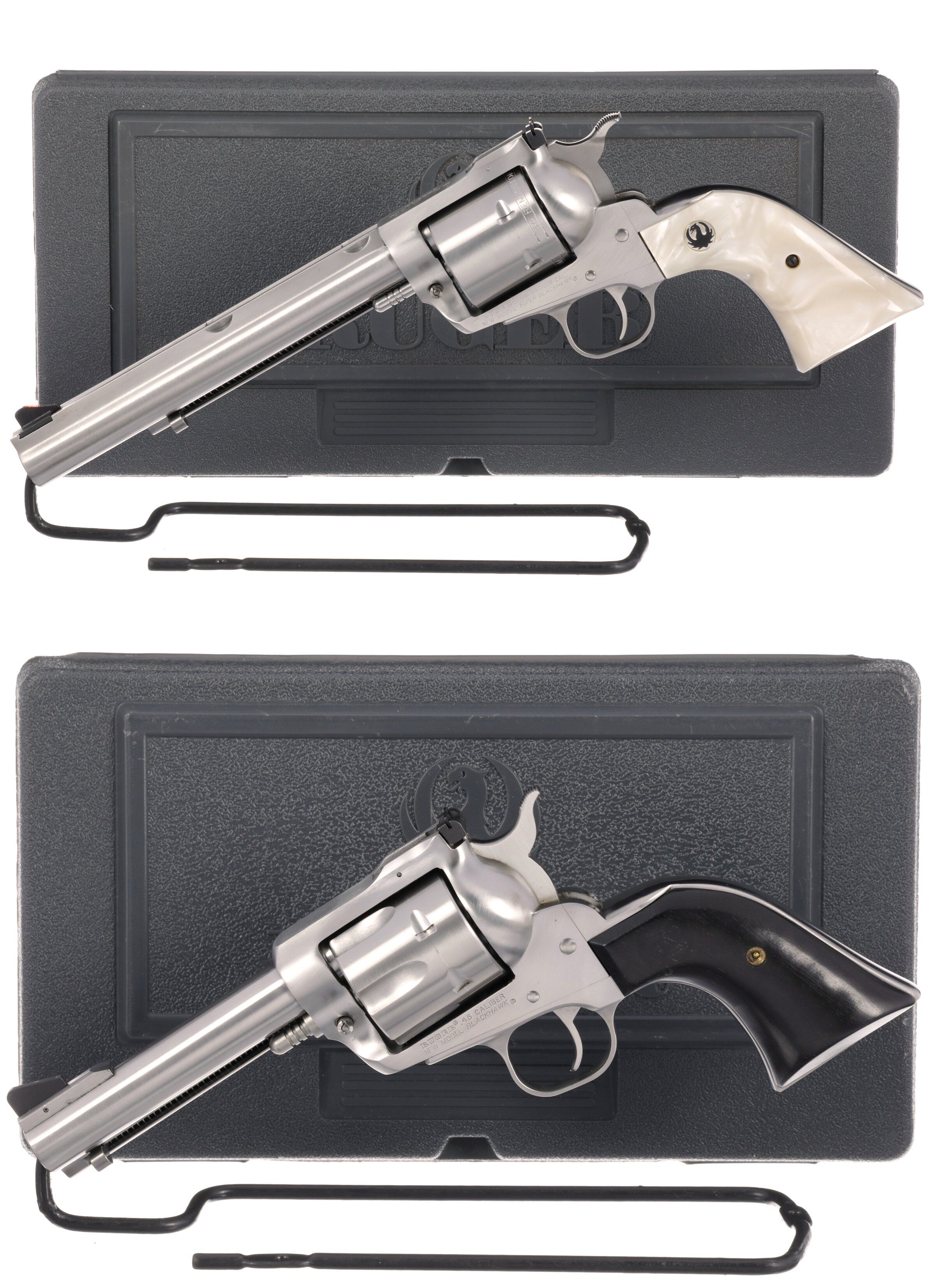 Two Ruger Blackhawk Single Action Revolvers with Cases | Rock