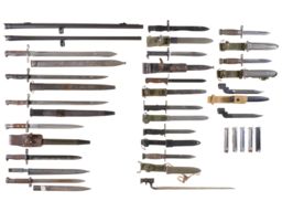 Large Group of Firearm Parts and Bayonets