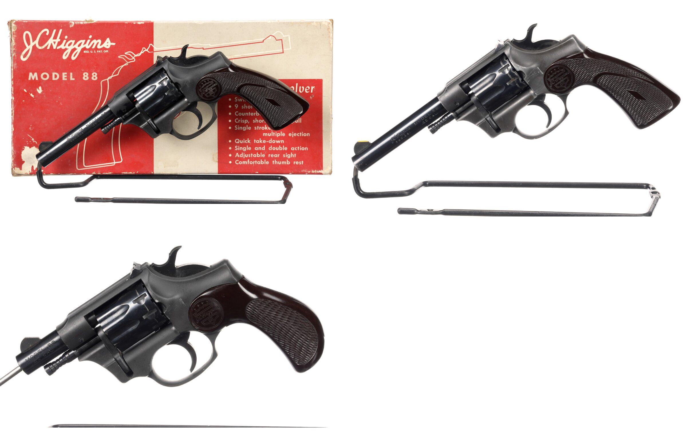 Three J. C. Higgins Model 88 Double Action Rimfire Revolvers Rock