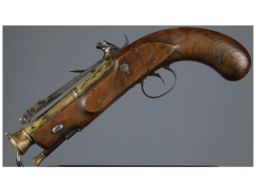 Unmarked Flintlock Pistol with Folding Bayonet
