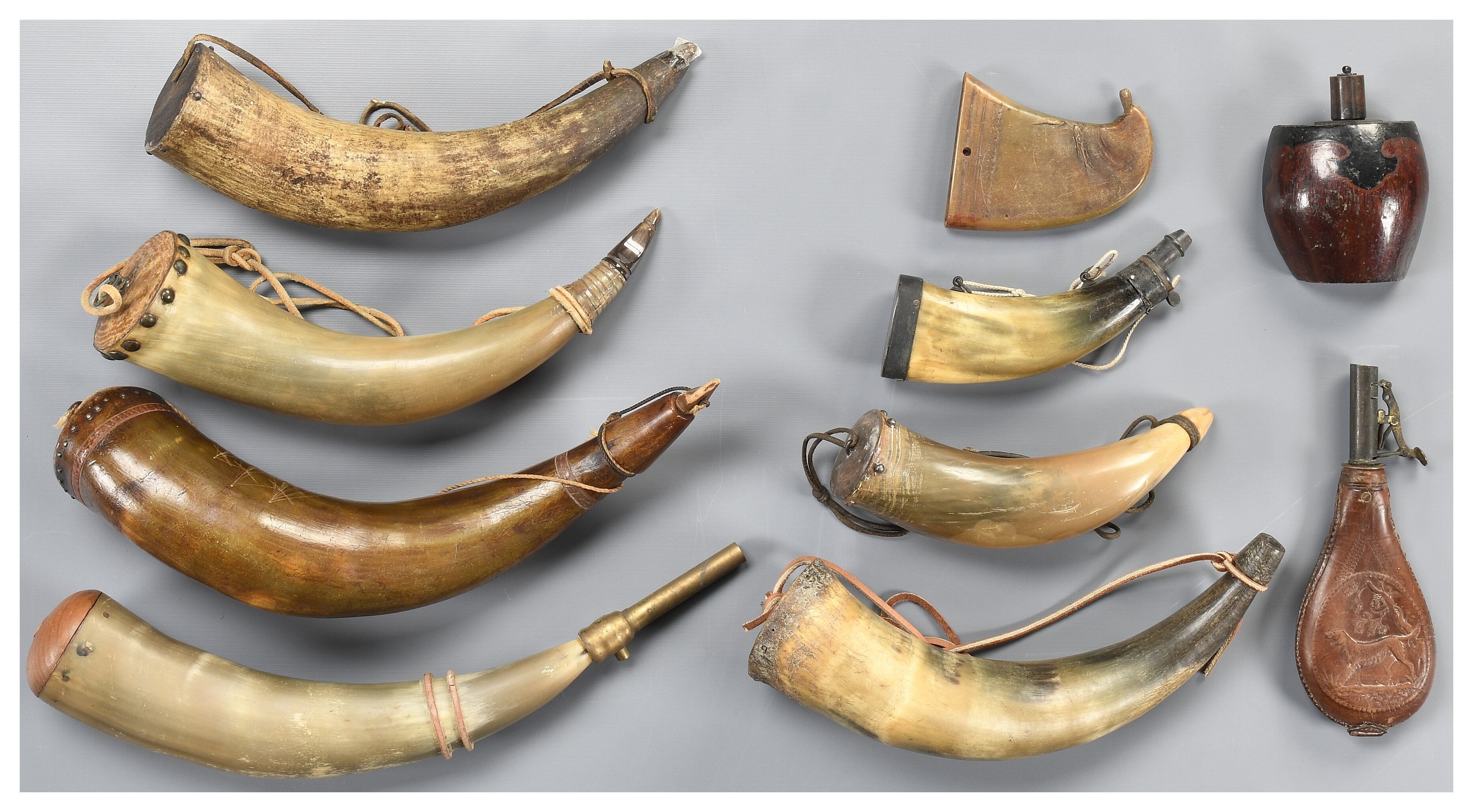 Ten Rib Flask Ten Powder Flasks | Rock Island Auction