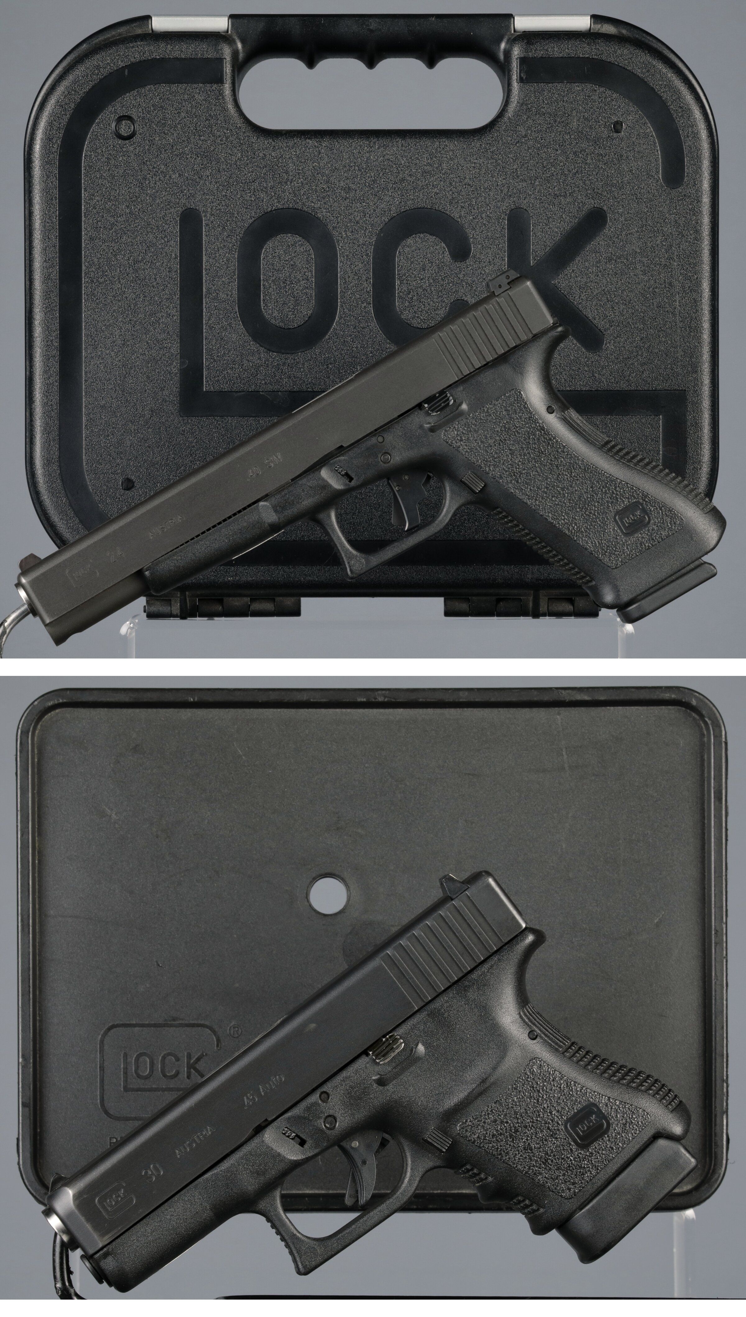 Two Upgraded Glock Semi-Automatic Pistols with Cases | Rock Island Auction