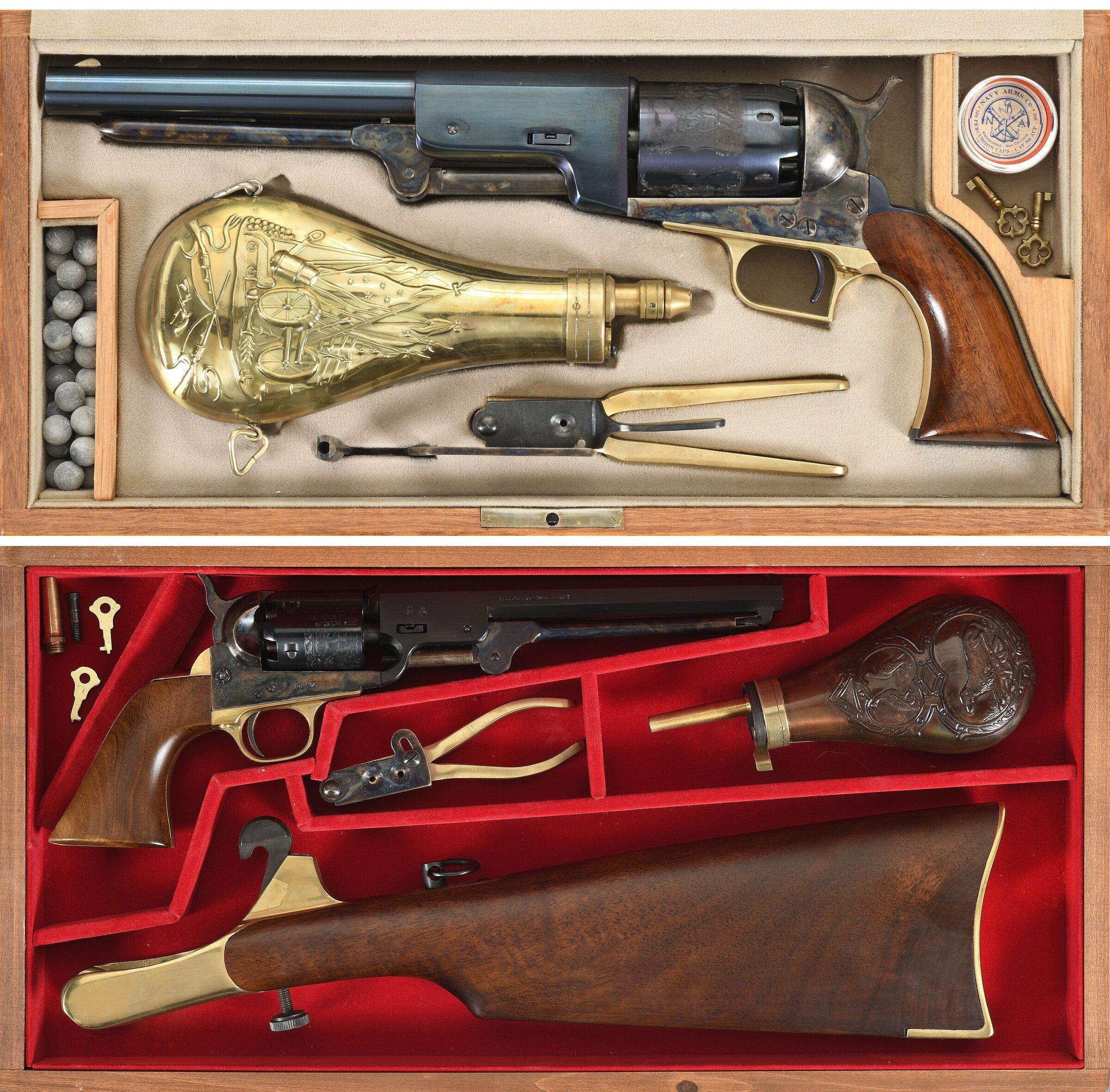 Two Italian Reproduction Percussion Revolvers with Cases | Rock Island ...