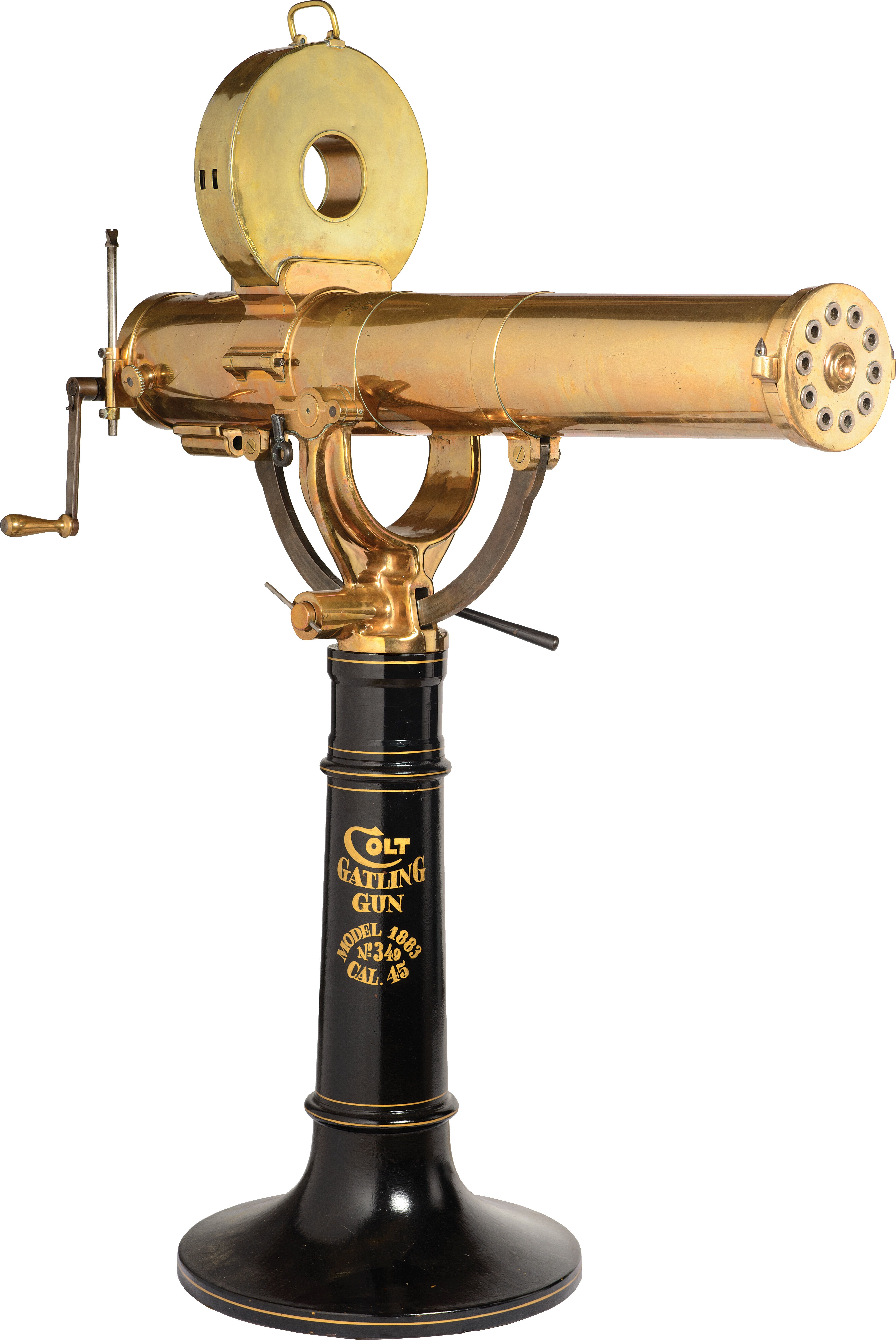 アメリカ陸軍 ガトリング砲 1883年 USA HARTFORD.CONN Colt Model 1883 Gatling Gun with Pedestal | Rock Island Auction