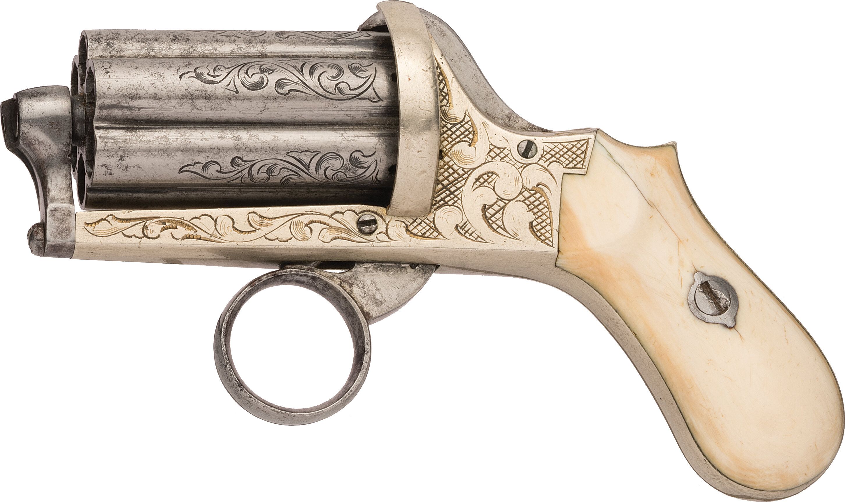 Engraved Ring Trigger Pinfire Pepperbox Revolver Rock Island Auction 2133