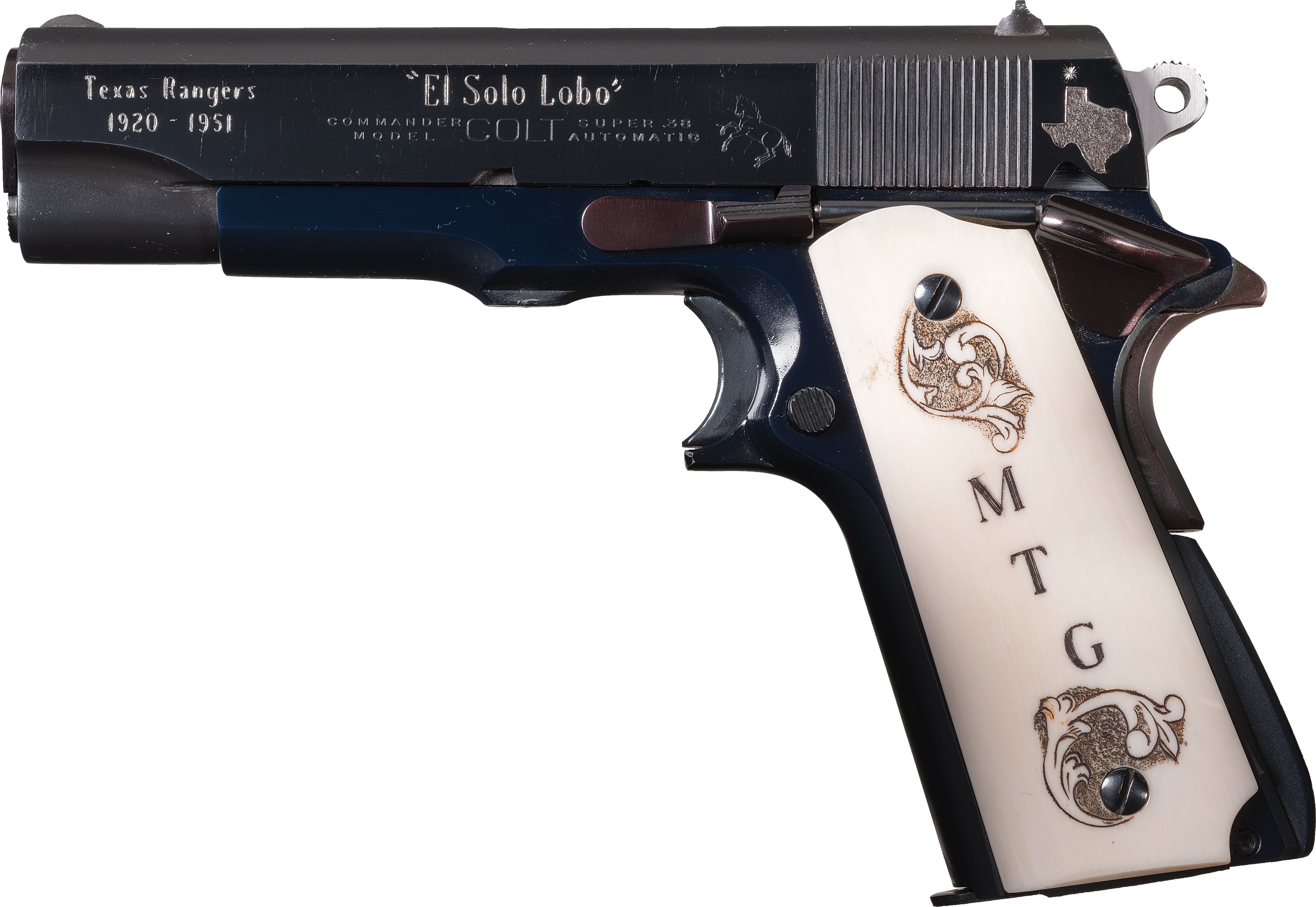 Texas Ranger Engraved Colt Lightweight Commander Pistol | Rock