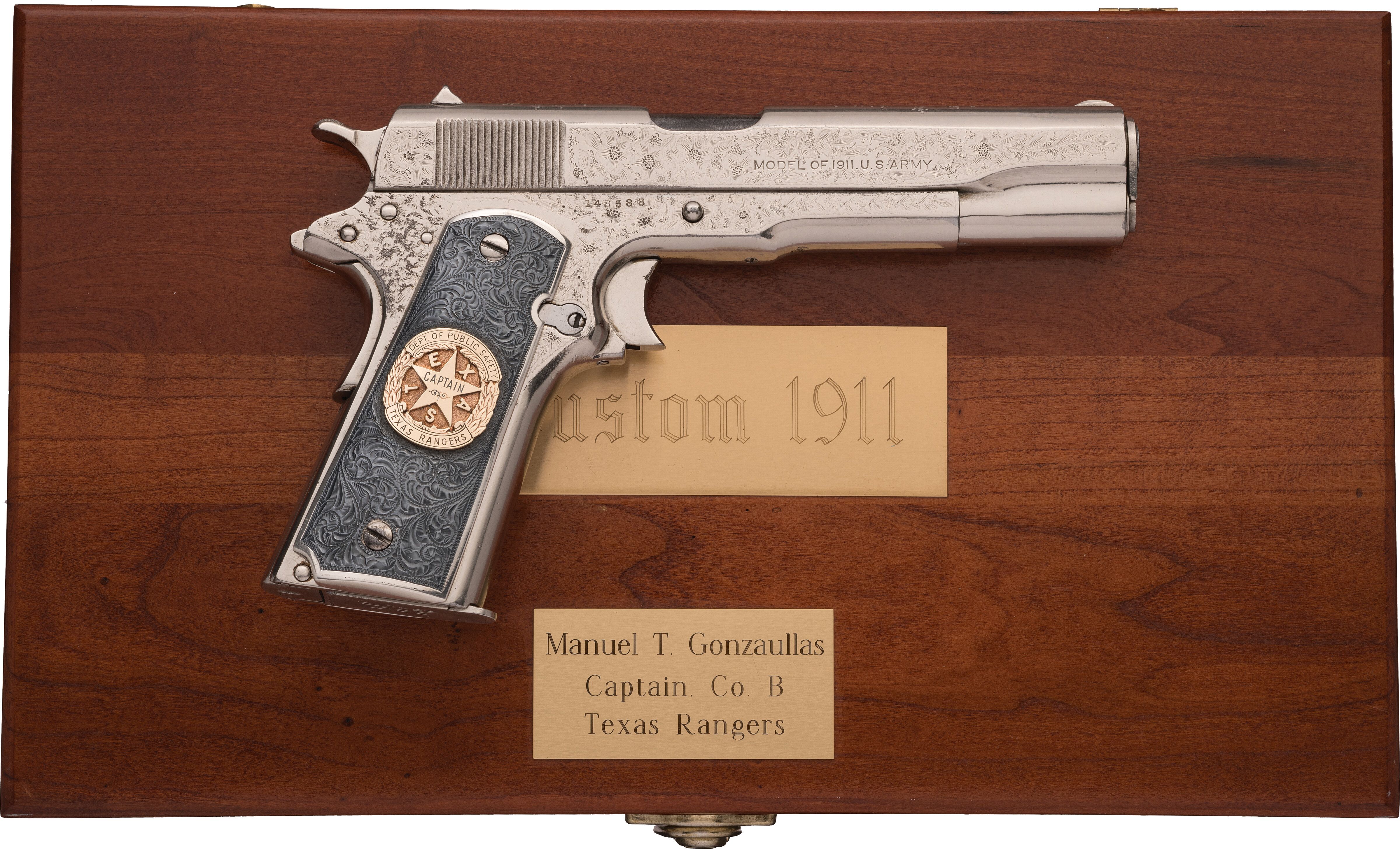 Engraved U.S. Colt 1911 Attributed to Famed Texas Ranger Captain