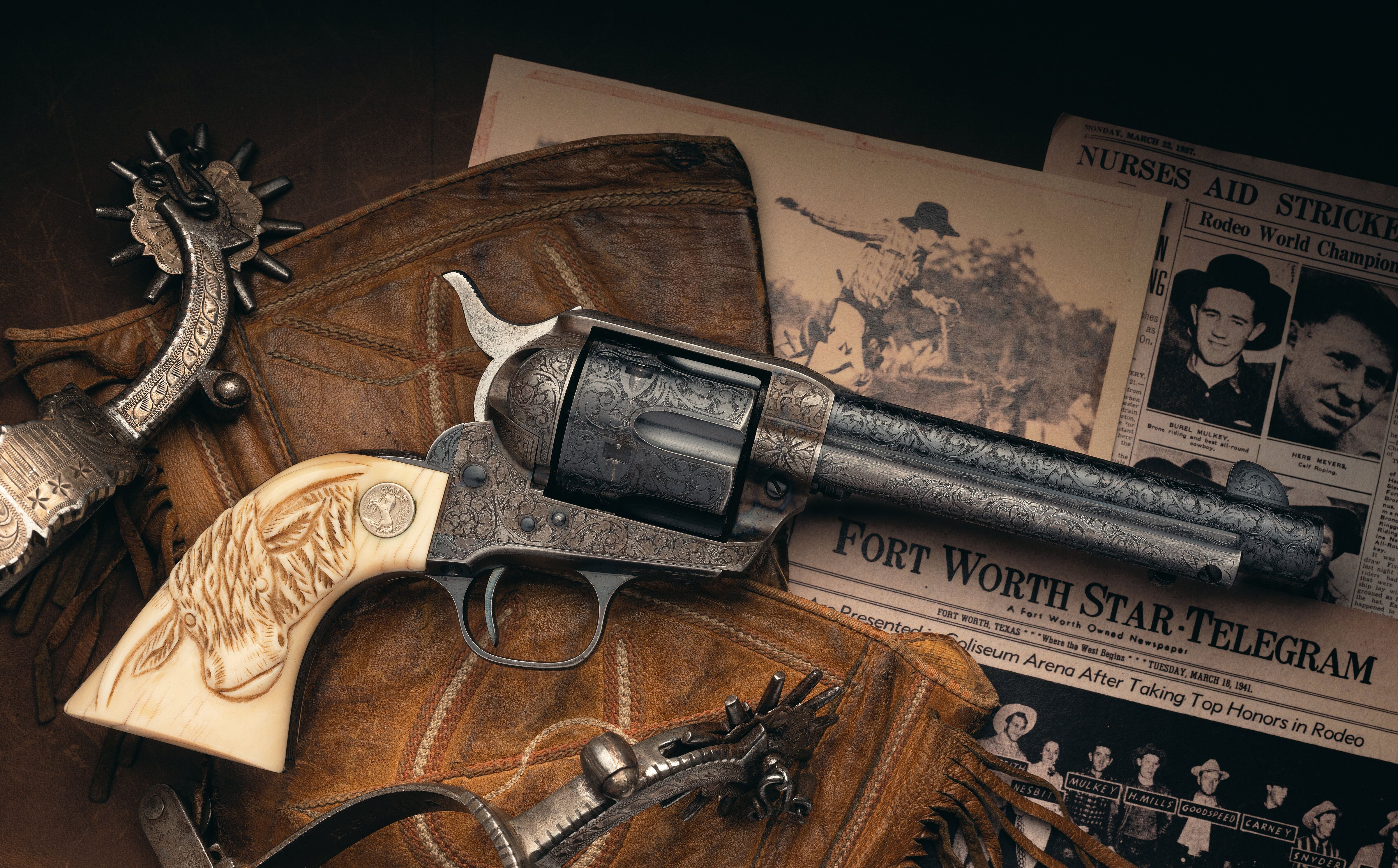 Fort Worth Rodeo Presentation Engraved Colt SAA Revolver | Rock Island ...