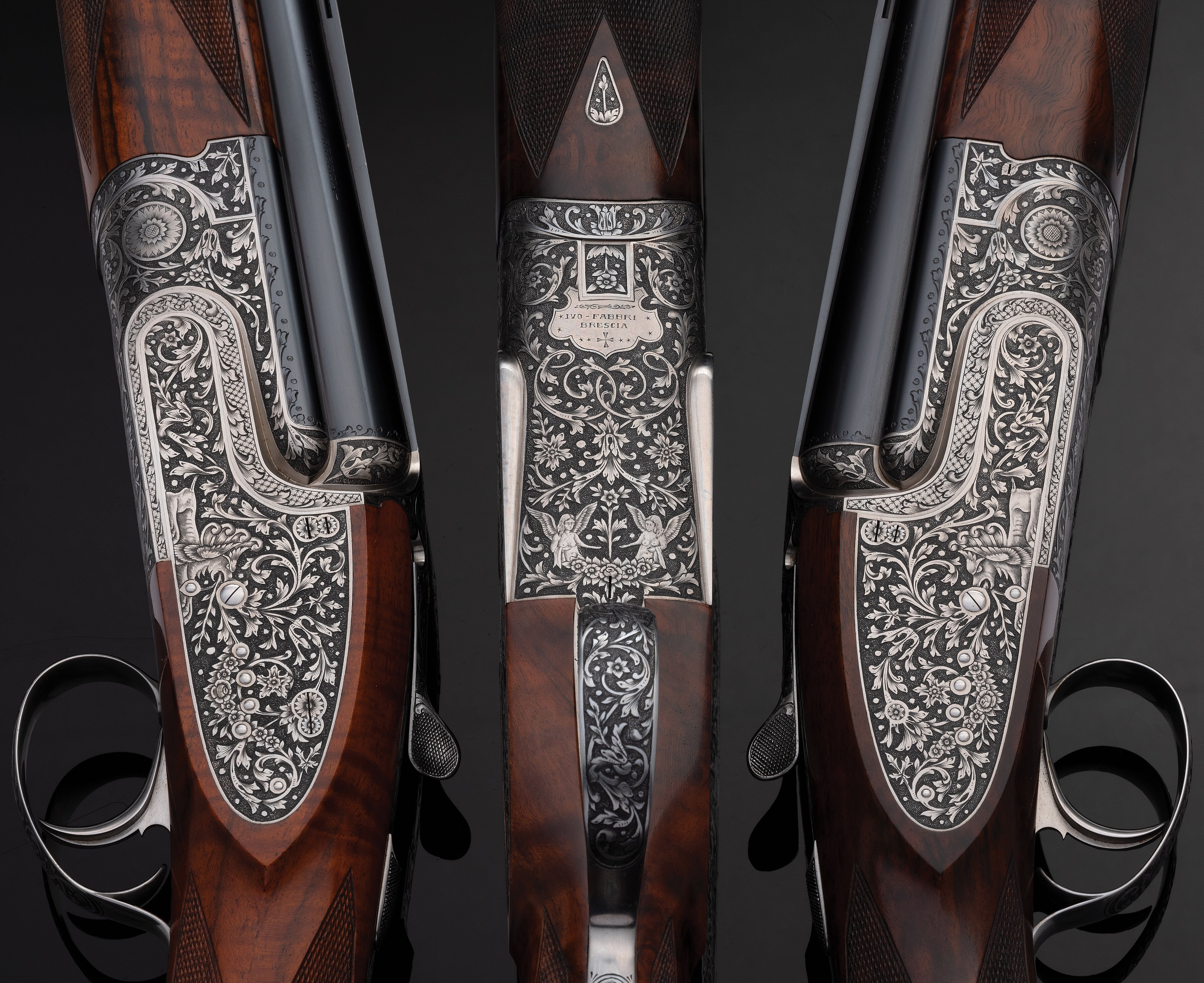 Set of Three Tomasoni Engraved Ivo Fabbri Sidelock Shotguns | Rock 