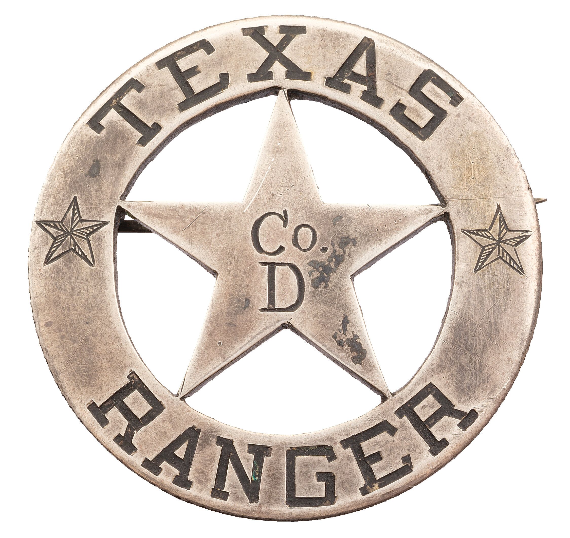 Texas Rangers Company D Marked Mexican 8 Reales Coin Badge | Rock ...