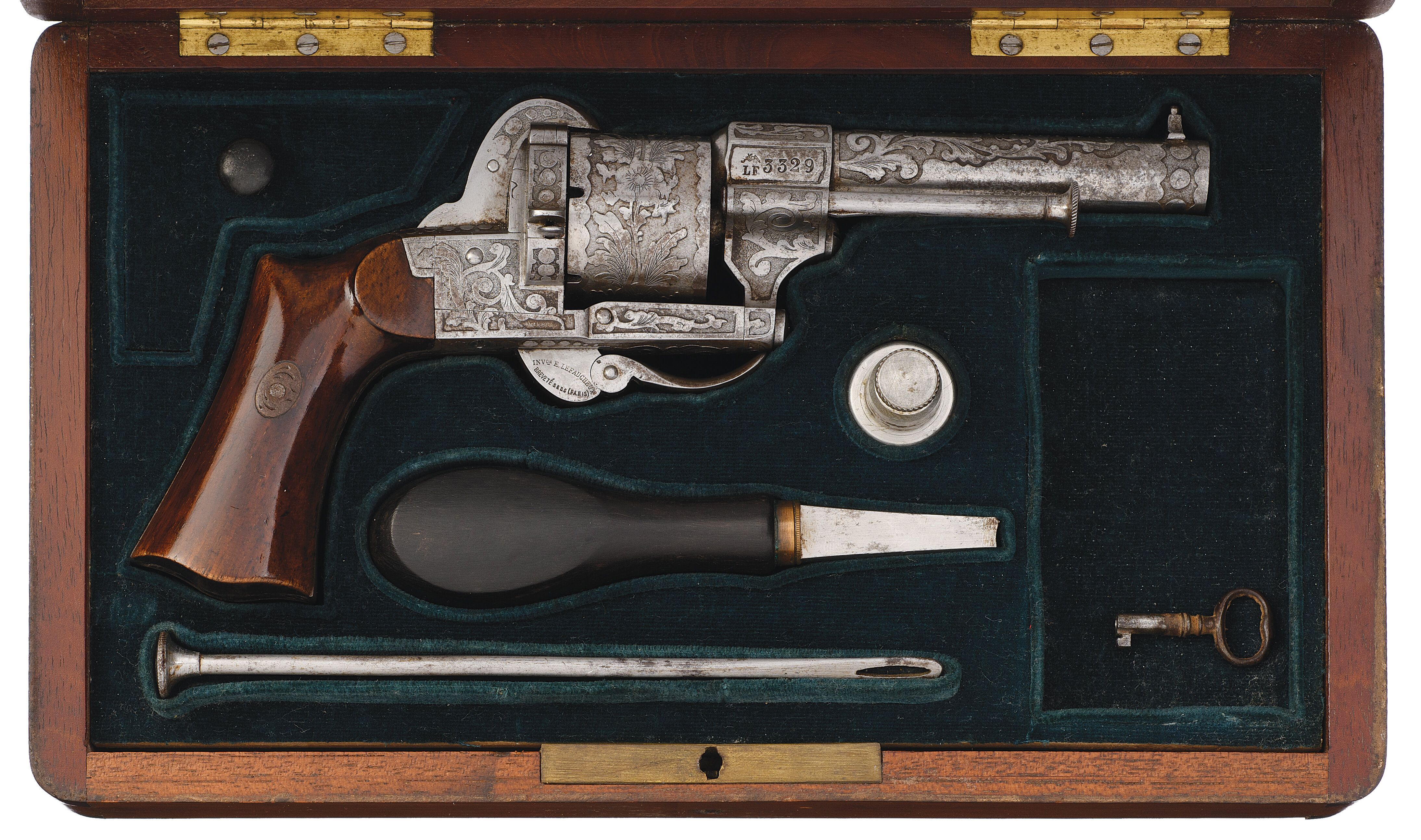 Cased Exhibition Grade French Lefaucheux Pinfire Revolver | Rock Island ...