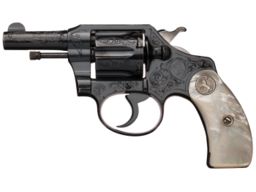 Engraved Colt Pocket Positive Revolver with Pearl Grips & Letter
