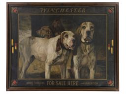 Framed Winchester Henry R. Poore "Bear Dogs" Advertising Print