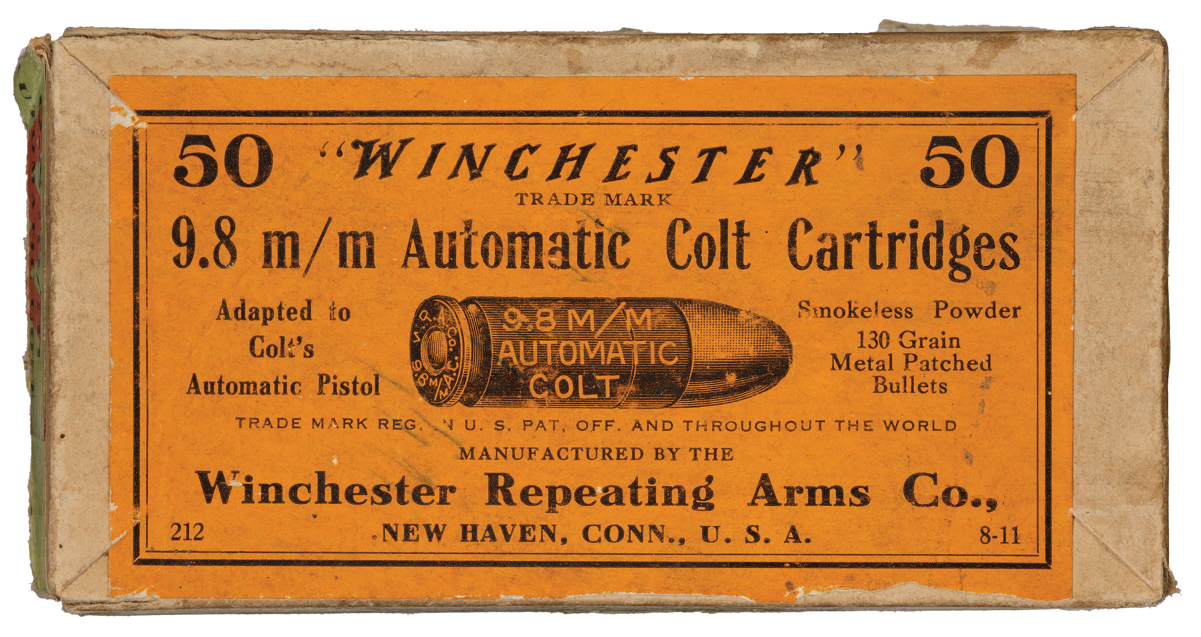 50 Count Box of Winchester 9.8 mm Automatic Colt Cartridges | Rock
