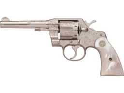 Factory Engraved Colt Official Police Revolver with Pearl Grips
