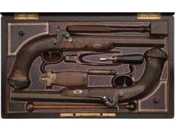 Cased Pair of Percussion Dueling Pistols by Le Page in 1836