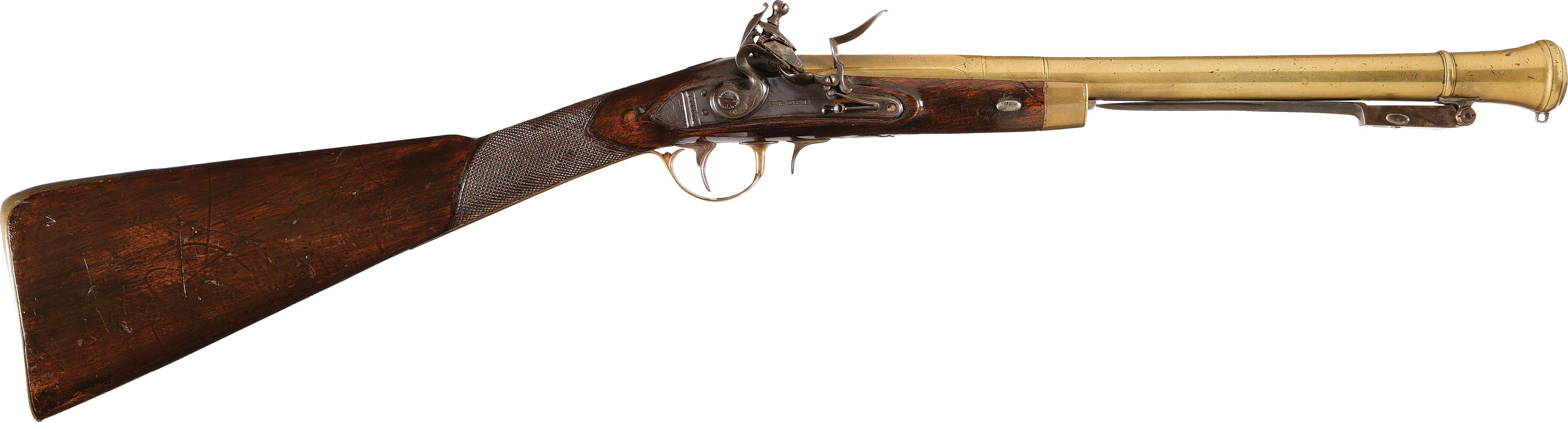 Flintlock Brass Barrel Blunderbuss with Underfolding Bayonet | Rock ...