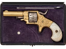 Engraved and Gold Plated Ethan Allen & Co. Sidehammer Revolver