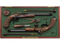 Cased Pair of Percussion Dueling Pistols