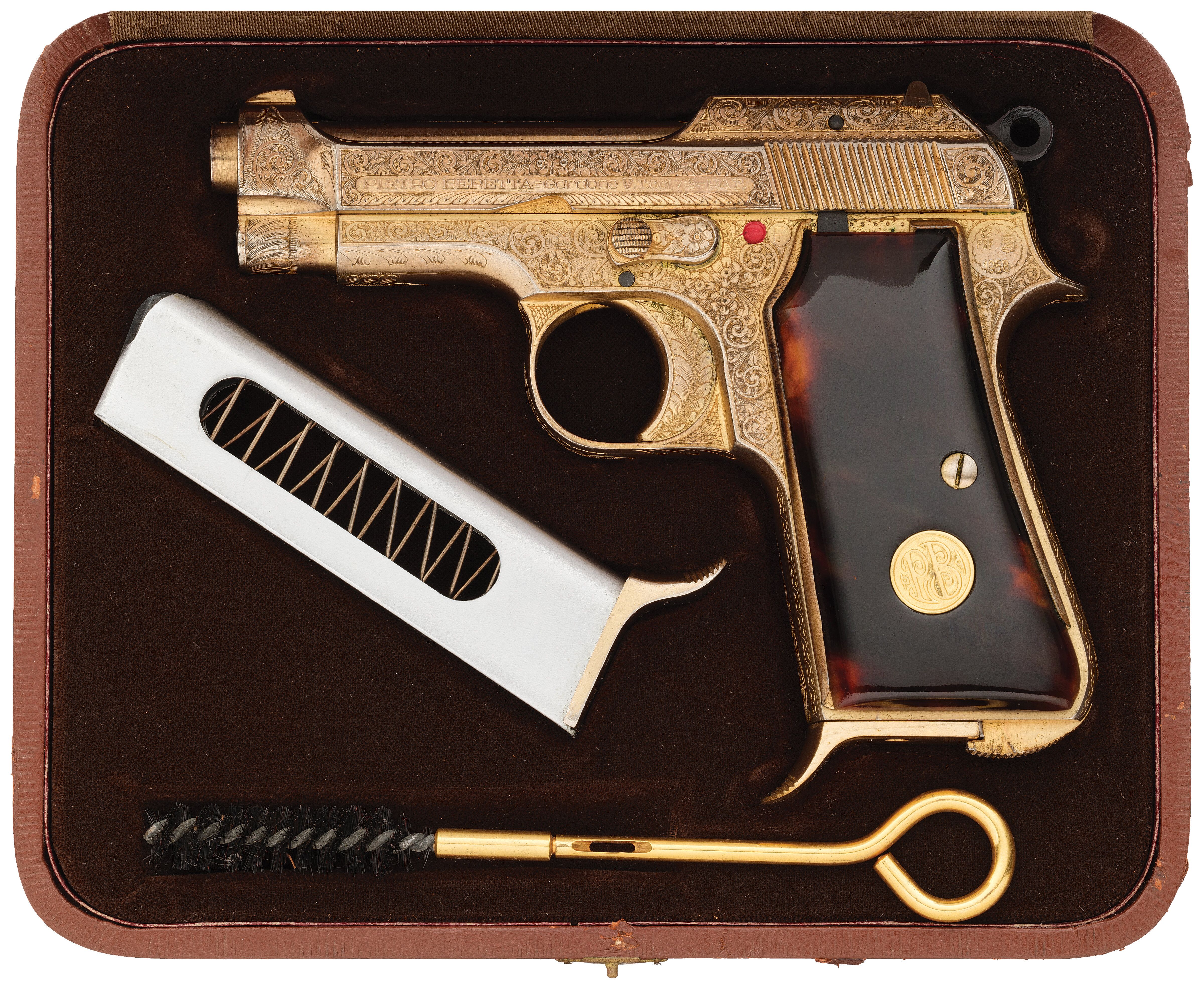 Cased Factory Engraved and Gold Plated Beretta M1935 Pistol | Rock
