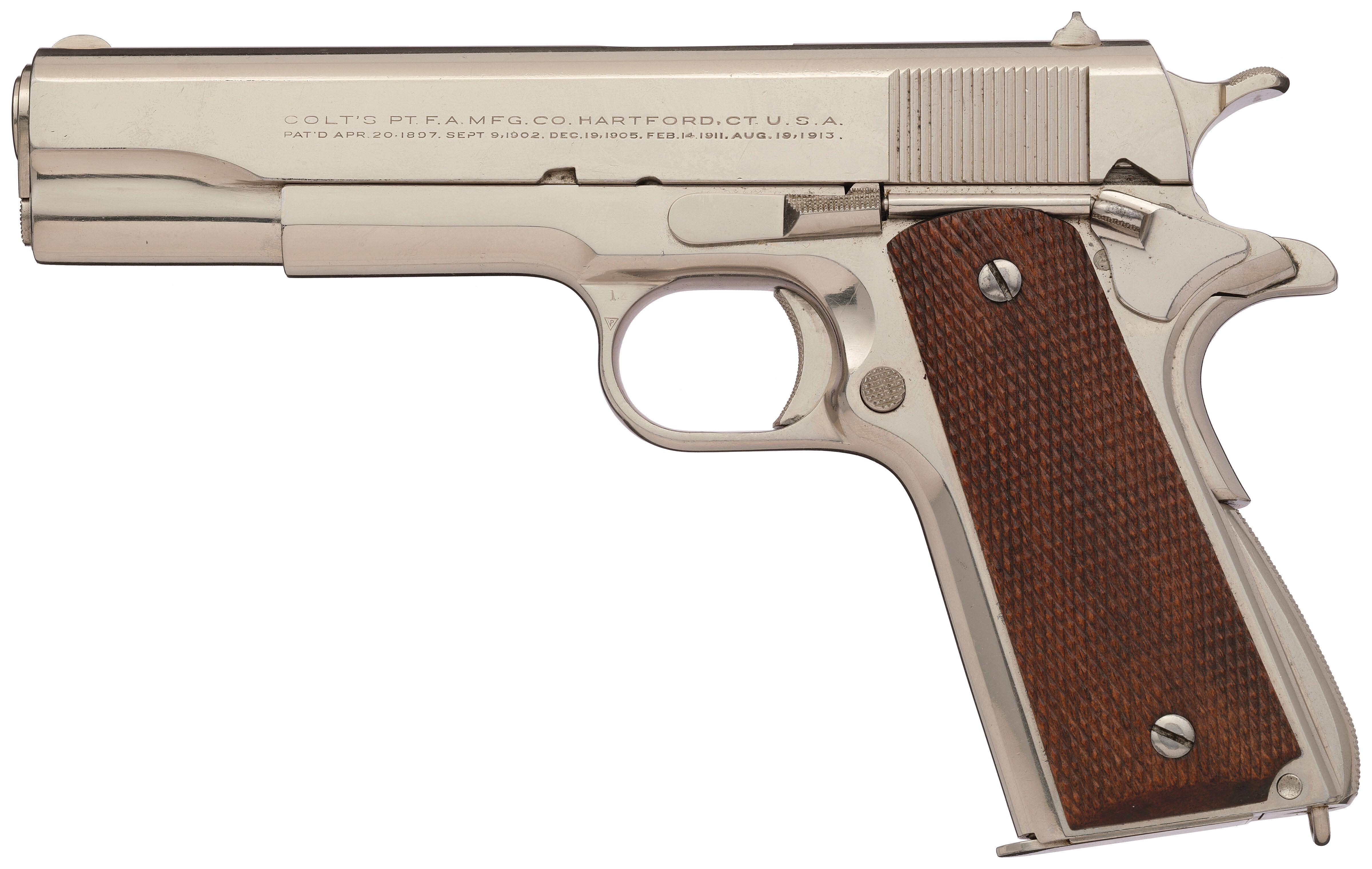 Nickel Finished Colt Government Model Pistol with Factory Letter