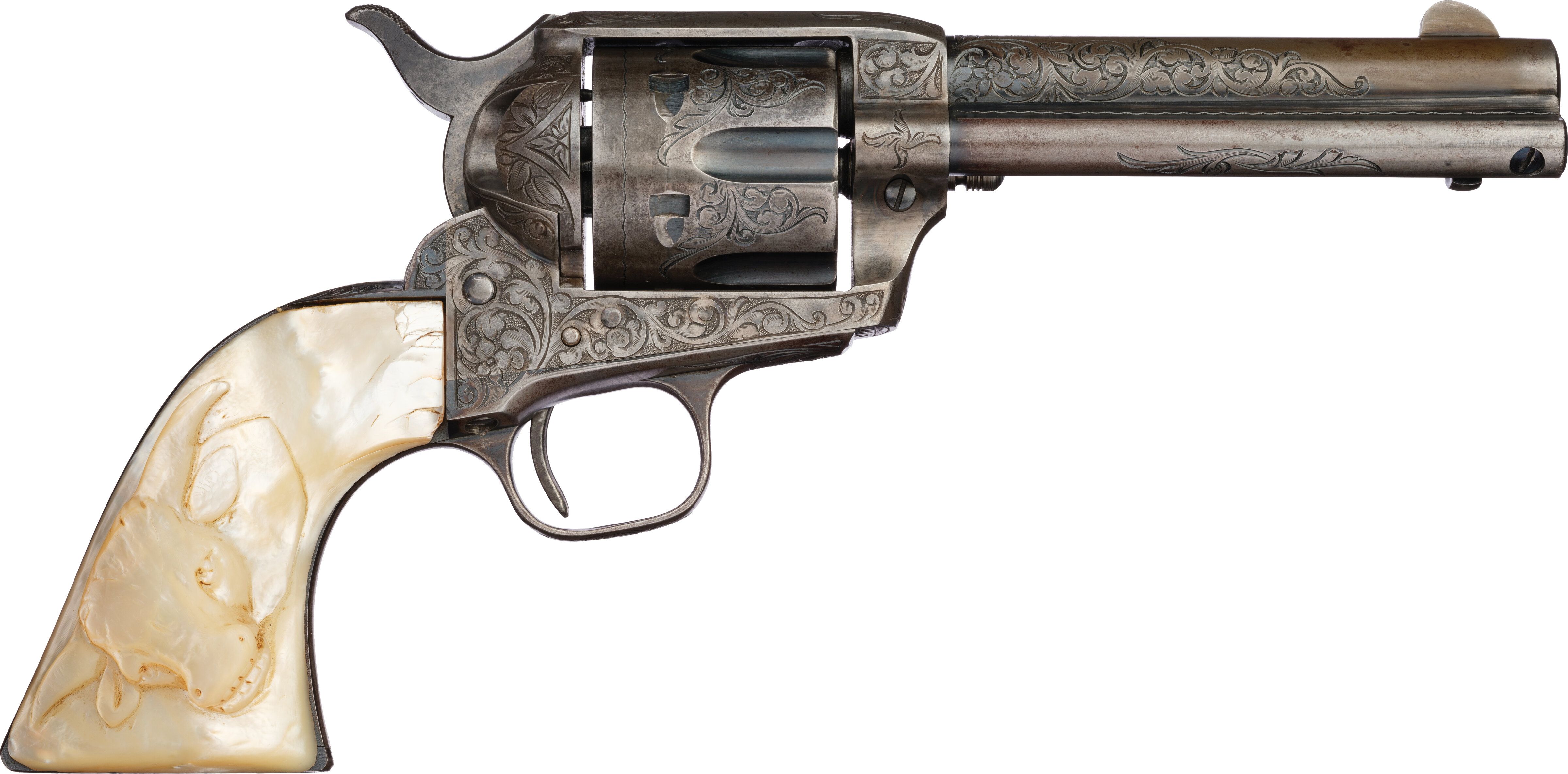 Engraved Colt Single Action Army with Steer Head Pearl Grip | Rock ...
