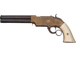 Engraved Silver-Plated Volcanic Repeating Arms Co. Navy Pistol 