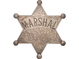 Engraved Six-Pointed Star Sterling Silver Marshal Badge