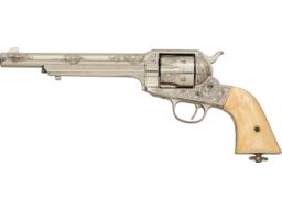 Engraved Remington 1890 Single Action Revolver with Ivory Grips