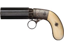 Engraved John Syms Medium Frame Percussion Pepperbox