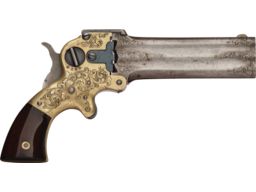 Engraved W. W. Marston Superposed Three-Barrel Derringer