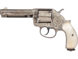 Engraved Colt Model 1878 Double Action Revolver with Pearl Grips
